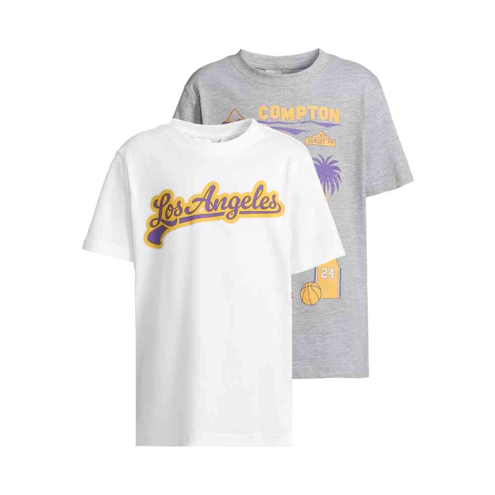 Urban Classics - 2-pack Los Angeles - Compton Kinder T-shirt - Wit/Grijs